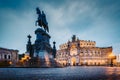 Dresden Semperoper with dramatic sky at twilight, Saxony, Germany