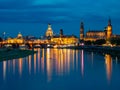 Dresden skyline in the blue hour