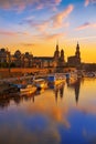 Dresden skyline and Elbe river in Saxony Germany Royalty Free Stock Photo