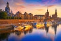 Dresden skyline and Elbe river in Saxony Germany