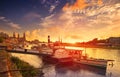 Dresden skyline and Elbe river in Saxony Germany Royalty Free Stock Photo