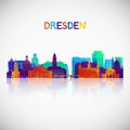 Dresden skyline silhouette in colorful geometric style.