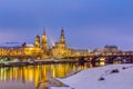 Dresden skyline in winter Royalty Free Stock Photo