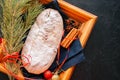 Dresden Stollen with dried cranberies and nuts. Festive European Royalty Free Stock Photo