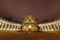 Dresden Zwinger palace panorama with illumination at night Royalty Free Stock Photo