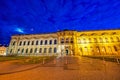 Dresdner Zwinger Grand Building exterior view at night, Dresden - Germany Royalty Free Stock Photo