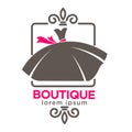 Dress boutique or fashion atelier salon vector icon template