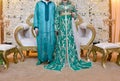 Dress the bride and groom in the wedding. Caftan Moroccan and Jellaba