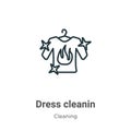 Dress cleanin outline vector icon. Thin line black dress cleanin icon, flat vector simple element illustration from editable Royalty Free Stock Photo