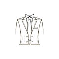 Dress coat, Suit, Necktie, Tuxedo. Groom, Wedding clothes. Dinner jacket. Vector.