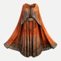 Hyperrealistic Orange Dress With Brown Cape - Mystic Symbolism And Troubadour Style