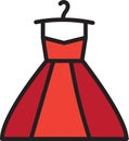 Dress female clothing hanging on hanger vector