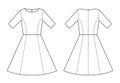 Garment sketch dress for fashion industry manufacturing