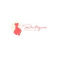 dress girl feminine boutique style fashion modern logo design vector icon illustration template