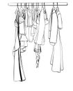 Dress on hanger. Fashion sketch. Wardrobe