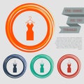 Dress Icon on the red, blue, green, orange buttons for your website and design with space text. Royalty Free Stock Photo