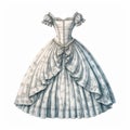 Timeless Nostalgia: Sketch Illustration Of 19th Century German Ball Gown Design