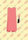 Dress and lipstick. Vector illustration decorative background design Royalty Free Stock Photo