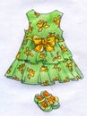 Dress for little girl - pencil sketch Royalty Free Stock Photo