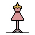 Dress on a mannequin icon color outline vector