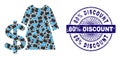 Dress Price Recursive Collage of Dress Price Icons and Scratched 80 percents Discount Round Guilloche Stamp