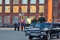 Dress rehearsal of the military parade in honor of Victory Day. Royalty Free Stock Photo