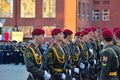 Dress rehearsal of the military parade in honor of Victory Day. Royalty Free Stock Photo