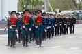 Dress rehearsal of Military Parade on 67th anniversary of Victory in Great Patriotic War on Victory day in Volgograd Royalty Free Stock Photo