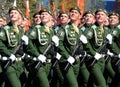 Dress rehearsal of parade in honor of Victory Day on red square on 7 may 2017. Cadets Military-space Academy named after Mozhaisky