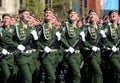 Dress rehearsal of parade in honor of Victory Day on red square on 7 may 2017. Cadets Military-space Academy named after Mozhaisky