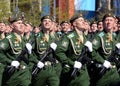 Dress rehearsal of parade in honor of Victory Day on red square on 7 may 2017. Cadets Military-space Academy named after Mozhaisky