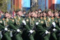 Dress rehearsal of parade in honor of Victory Day on red square on 7 may 2017. The cadets of the Moscow higher military command sc