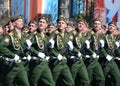 Dress rehearsal of parade in honor of Victory Day on red square on 7 may 2017. The cadets of the Moscow higher military command sc