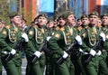 Dress rehearsal of parade in honor of Victory Day on red square on 7 may 2017. The cadets of the Moscow higher military command sc