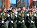 Dress rehearsal of parade in honor of Victory Day on red square on 7 may 2017. The cadets of the Moscow higher military command sc