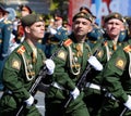 Dress rehearsal of parade in honor of Victory Day on red square on 7 may 2017. The cadets of the Moscow higher military command sc