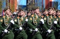 Dress rehearsal of parade in honor of Victory Day on red square on 7 may 2017. The cadets of the Moscow higher military command sc