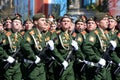 Dress rehearsal of parade in honor of Victory Day on red square on 7 may 2017. The cadets of the Moscow higher military command sc