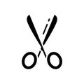 Dress scissors black icon, concept illustration, vector flat symbol, glyph sign. Royalty Free Stock Photo