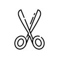 Dress scissors line icon, concept sign, outline vector illustration, linear symbol. Royalty Free Stock Photo