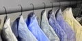 Dress Shirts Hanging on Hangers in Closet Mens Clothing Royalty Free Stock Photo