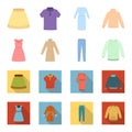 Dress with short sleeves, trousers, coats, raglan.Clothing set collection icons in cartoon,flat style vector symbol