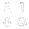 Dress with short sleeves, trousers, coats, raglan.Clothing set collection icons in outline style vector symbol stock