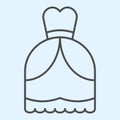 Dress thin line icon. Celebrating classic women costume. Wedding asset vector design concept, outline style pictogram on