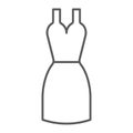 Dress thin line icon, clothing and female, gown sign, vector graphics, a linear pattern on a white background.