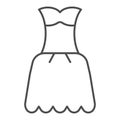 Dress thin line icon. Gown vector illustration isolated on white. Woman clothes outline style design, designed for web