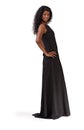 The dress to impress. A full length studio shot of a beautiful indian woman in a long black dress. Royalty Free Stock Photo