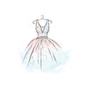 Dress in the vector. Hand drawing clothes . Vintage . Fashion.