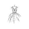 Dress in the vector. Hand drawing clothes . Vintage . Fashion.