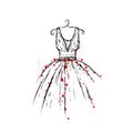 Dress in the vector. Hand drawing clothes . Vintage . Fashion.